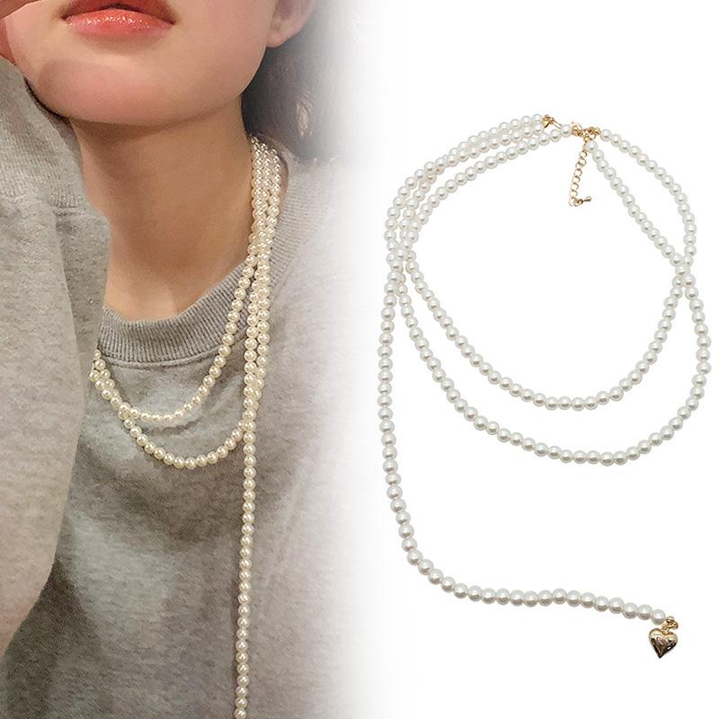 

Женские элегантные длинные ожерелья с жемчугом, новая мода, простой кулон в стиле панк, ювелирные изделия в стиле ретро во французском стиле