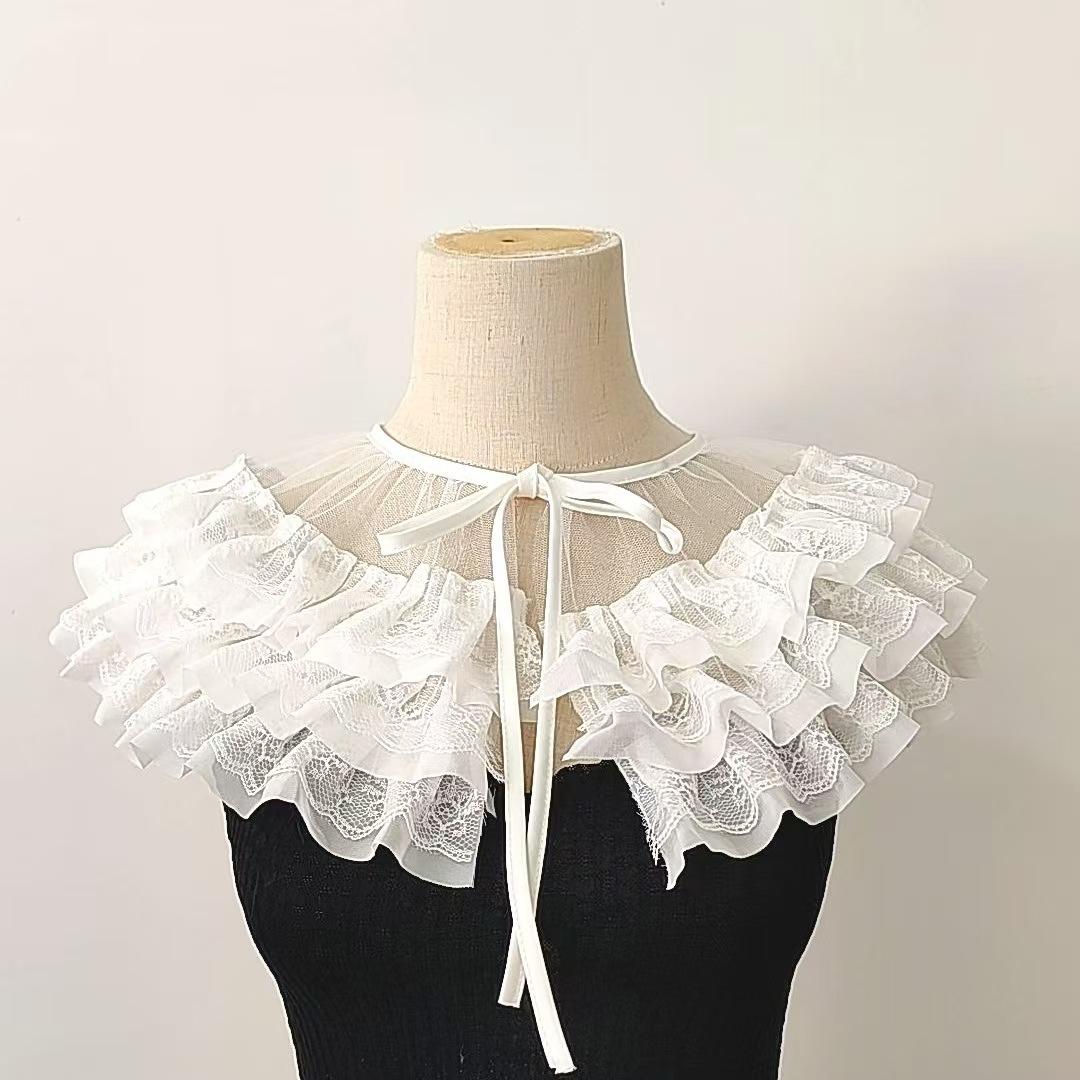 Кружевная кружевная шаль женская, накидка солнцезащитная многофункциональная, универсальный воротник-подделка