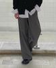 P.IN.O Double-Pleat Crumple Wide Slacks - Black
