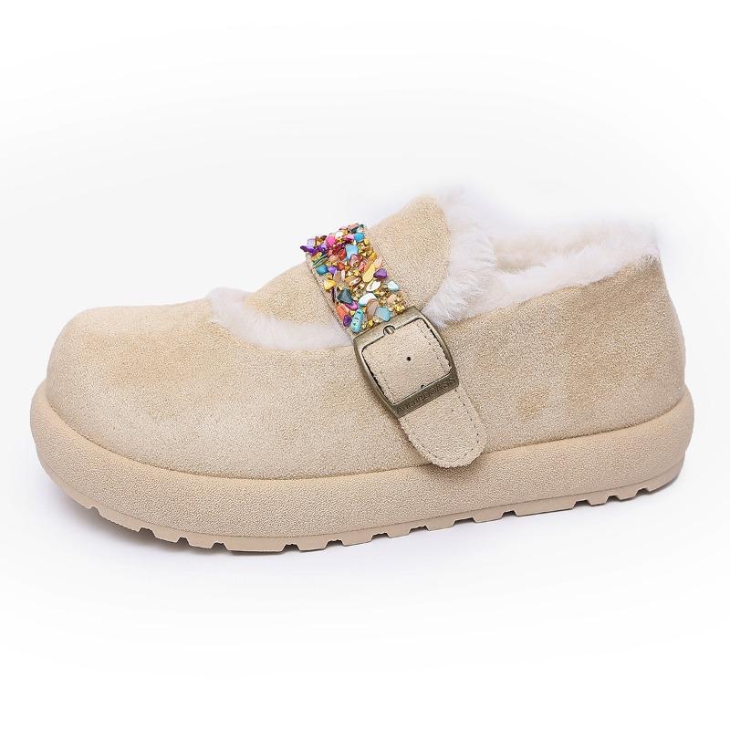 Winter fluffy shoes women's retro wind thick-soled piled thickened snow boots women's shoes