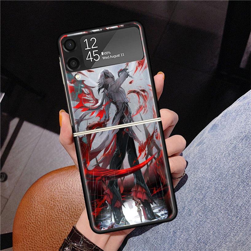 Arlecchino Genshin Impact Phone Case For Samsung Z Flip 7 6 5 4 3 Galaxy ZFlip7 ZFlip6 ZFlip5 ZFlip4 ZFlip3 5G Print Cover