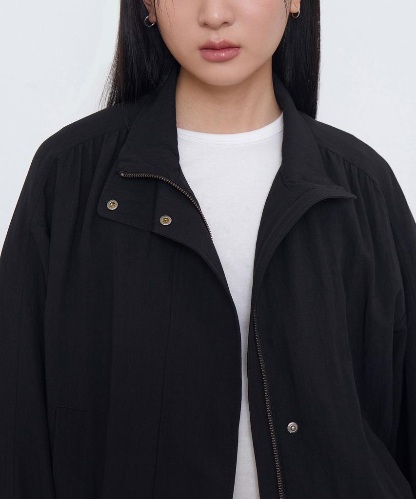 Musinsa Standard Woman Women'S Rn High Neck Shirred Blouson Jacket [Black]