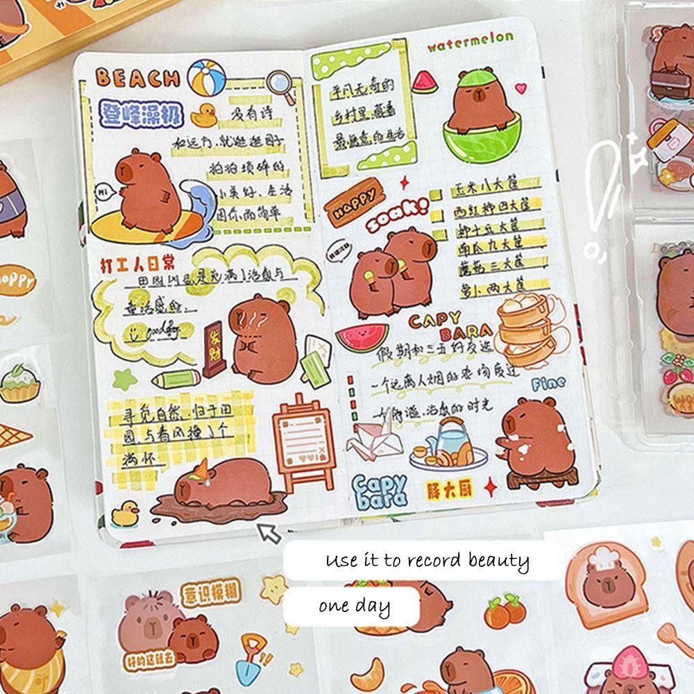 Stationery Capybara Handbook Stickers Cartoon Cartoon Decorative Stickers Cute Capybara Sticker
