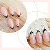 24 Pcs French Tip Stick On Nail Stylish False Nail Short Almond Press On Nail Simple Artificial Acrylic Nail