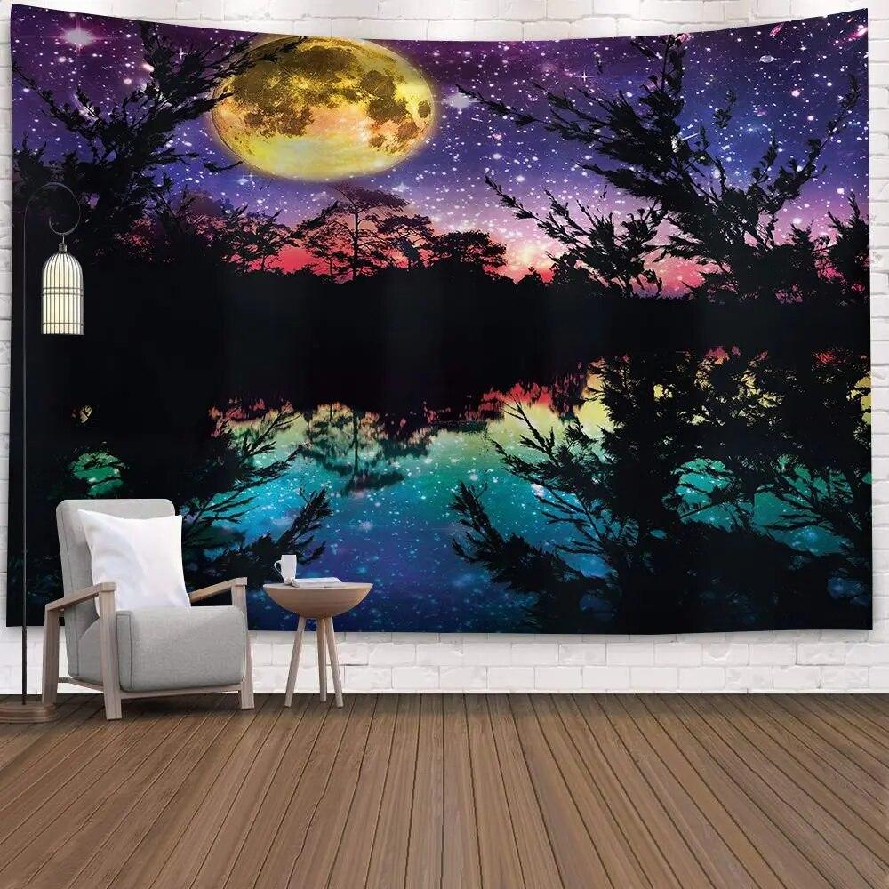 Starry Universe Fluorescent Tapestry Colorful UV Reactive  Home Decor