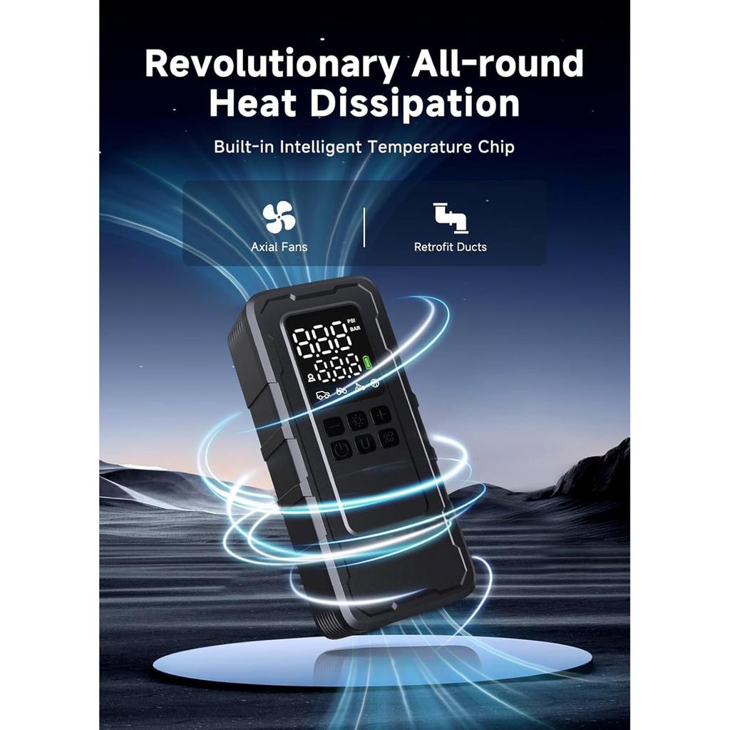 Handheld Air Compressor 150PSI Rechargeable Multipurpose Tire Inflator for Car Tires Bike Sports Gear & Emergency Use