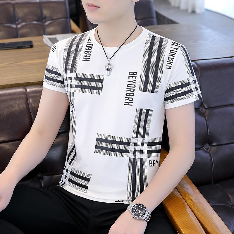 2024 Men's Slim Trend Ice Silk Printed Short-Sleeve T-Shirt