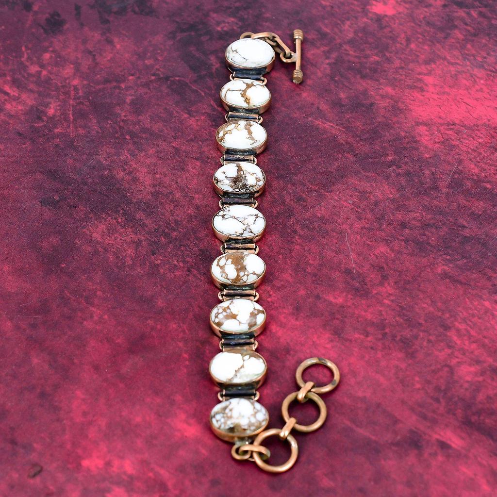 Wild Horse Magnesite Bracelet Copper Adjustable Chain Bracelet Gemstone Jewelry