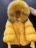 European winter new raccoon big fur collar hooded down jacket women's medium and long thickened warm knitted sleeve jacket