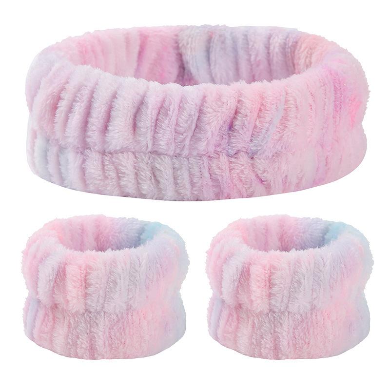 Women Girls Wash Face Spa Makeup Headbands Soft Coral Fleece Absorbent Headband Waterproof Wrist Band Elastic Hair Bands