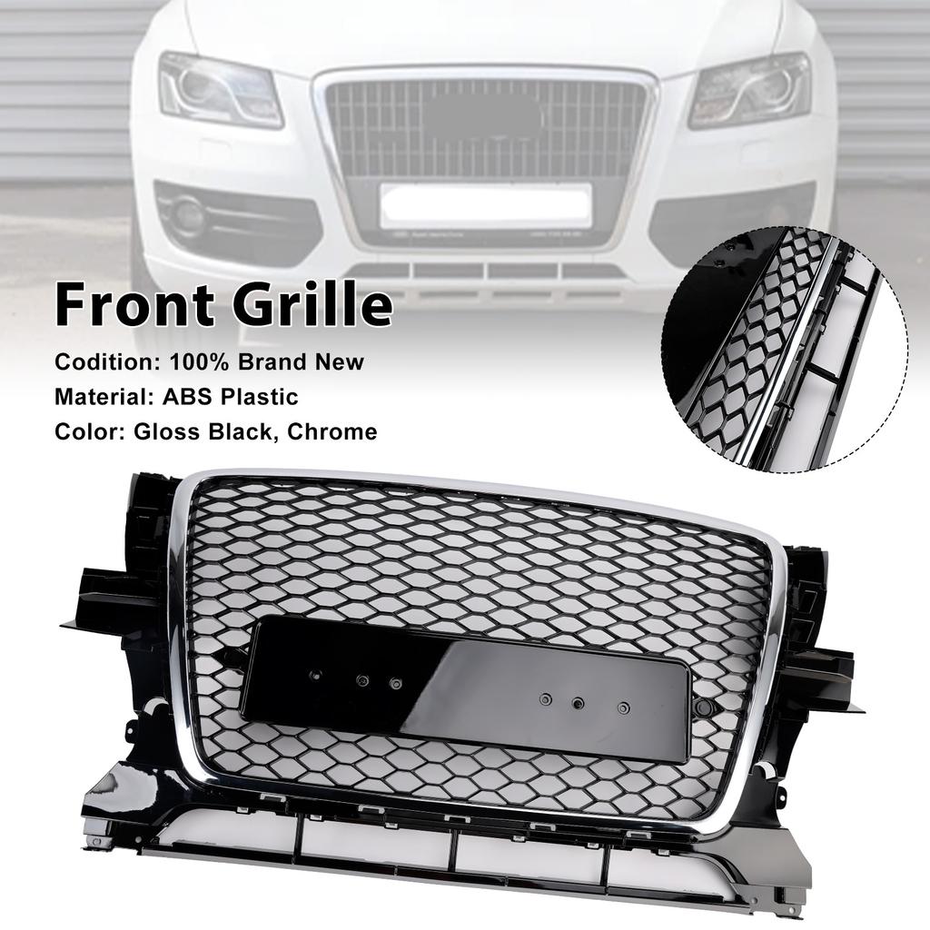 Chrome/Black Front Bumper Grill Grille 8R0853651B Fit Q5 2009-2012
