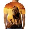 Men's Lion King and Cub 3D Printed T-Shirt Sunset Savanna Wild Animal Graphic Tee Casual Short Sleeve Crewneck Top Hip Hop Style Streetwear Fashion