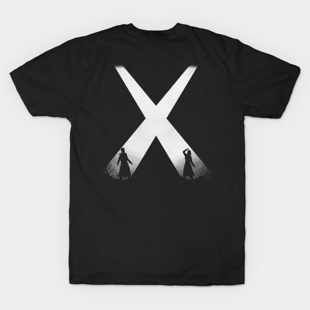 

Men Black Print T-shirt The Encounter No-Cut Transfer Paper Print Cotton Tshirt XL