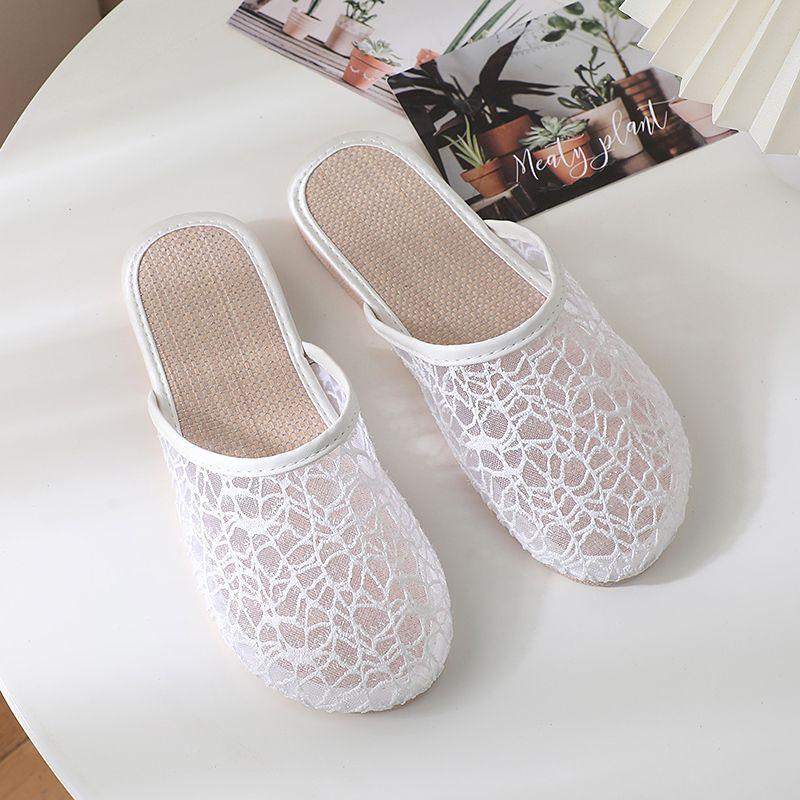 Летние полутапочки Женские уличные сетчатые тапочки Дышащие, Нескользящие, Износостойкая сетчатая поверхность 35 белый