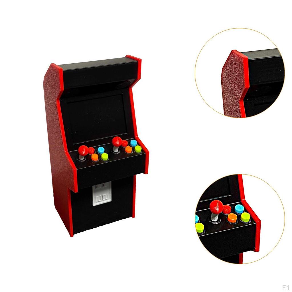 Mini Arcade Model 1:12 Scale Retro Gaming Console Simulation for Tabletop Decor Playhouses