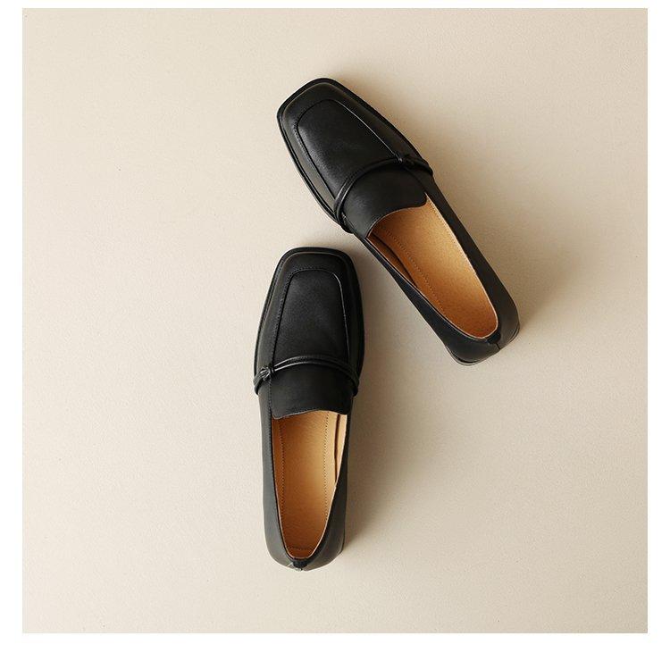 Classic Loafers Women Square Toe Pumps Slip On Retro Lady Casual Cozy Shoes