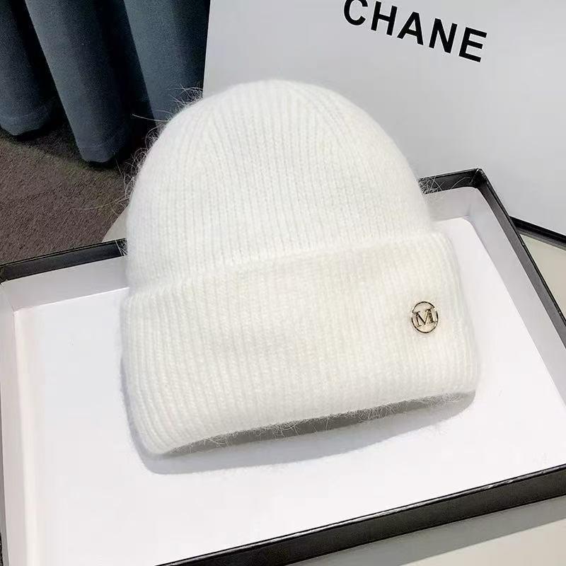 Cute Puppy Embroidered Knitted Wool Hat Women's New Autumn and Winter Face Small Versatile Big Head Circumference Hat