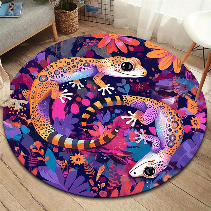 Fantasy ReptilesRound Area Rug,Carpet Rug for Living Room Bedroom Sofa Playroom Decor,Non-slip Floor Mat 80cmx80cm