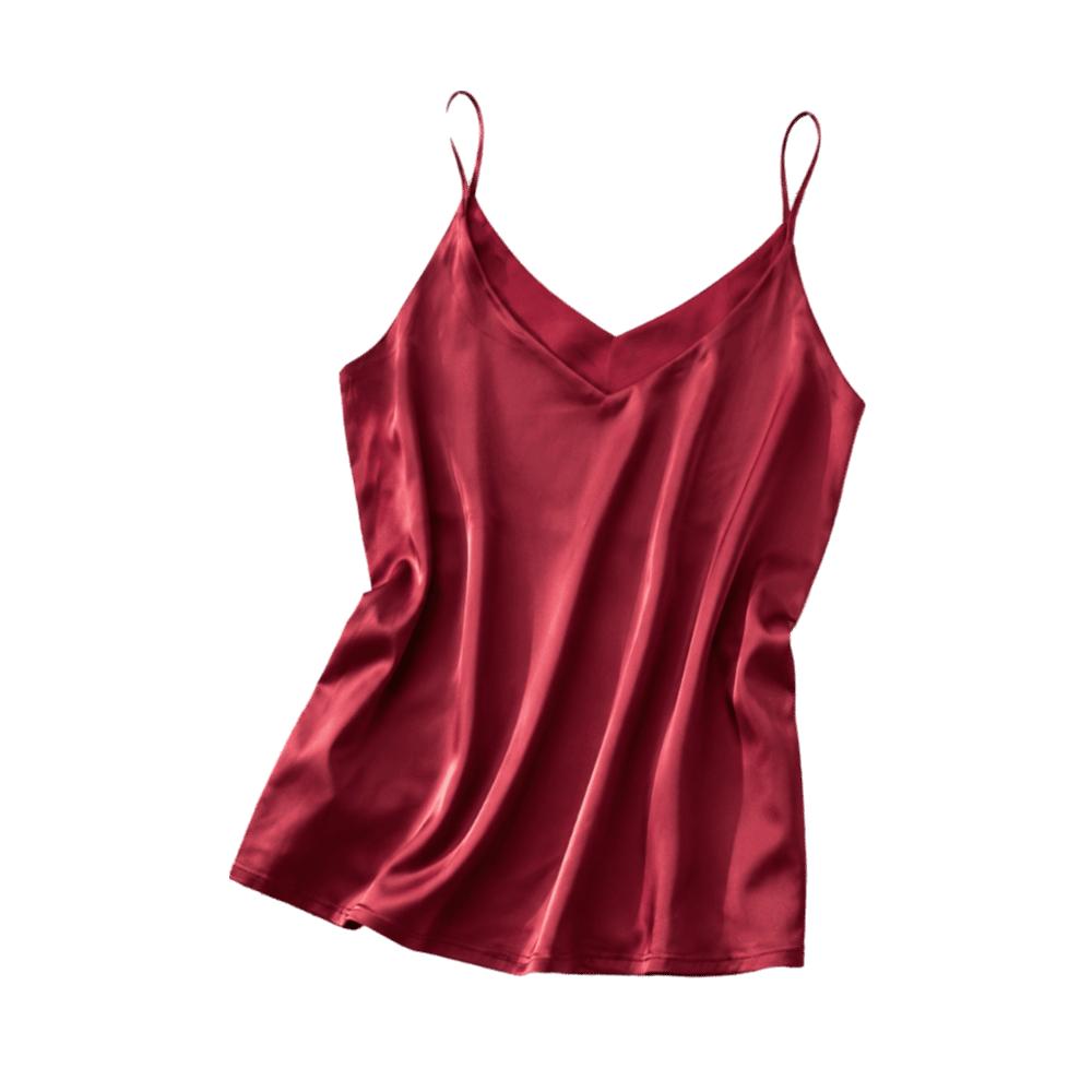 V Neck Women Summer Camisole Stain Silk Ladies Base Vest Spaghetti Strap Top Women s Interior M