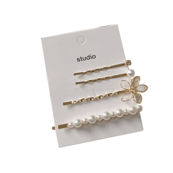 

4 шт./компл., заколка для волос с бантом в форме сердца и искусственным жемчугом для девочек, заколка для волос, головной убор, подарок