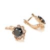 New  Rose Gold Women Earrings Glisten Natural Black Zircon Crystal Flower Earrings High Quality Daily Fine Jewelry