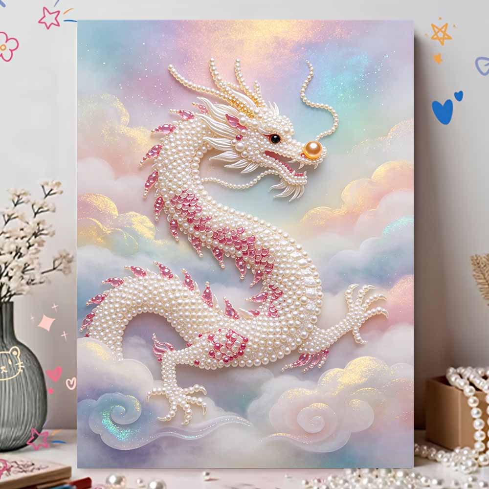 Dragon Pearl Kit 5D DIY Round Rhinestone Art Craft for Adults Home Wall Decoration Beginner Friendly Frameless Design