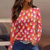 Women's Long Sleeve Halloween T-Shirt with Side Slits Neck Blouse