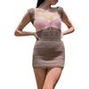 Summer Women's Low Cut Vest Sexy Backless Strappy Knit Slim Hip Dresses