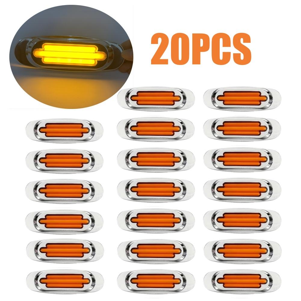 20PCS LED Side Marker Light Trailer Clearance Light Trailer Lantern Chrome 12V 24V 16LED Trucks Indicator Tail Lights