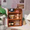 Solid wood cosmetics storage rack Desktop cup sample storage box Multi-layer wooden retro storage rack