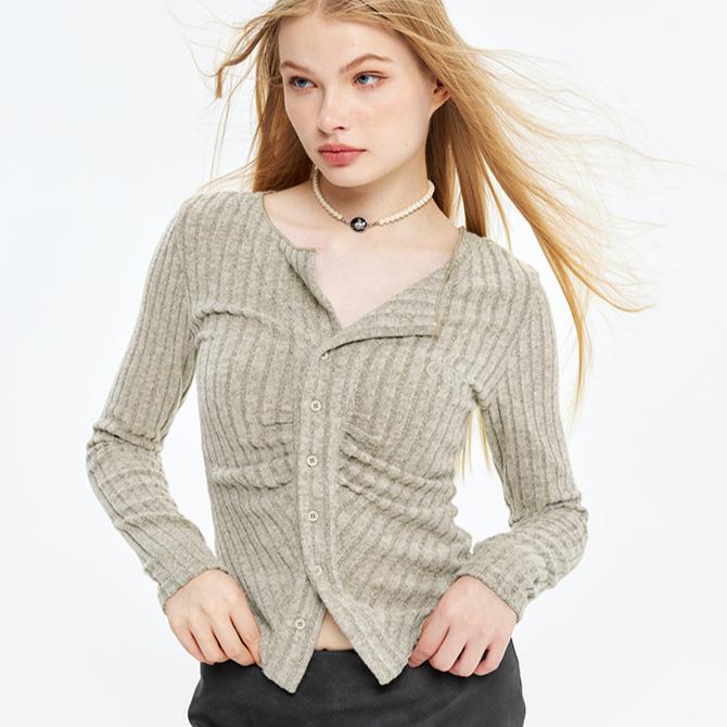 Autumn Women's Blouse Sexy Temperament Knitted Cardigan Single-breasted Long-sleeved Tide Top