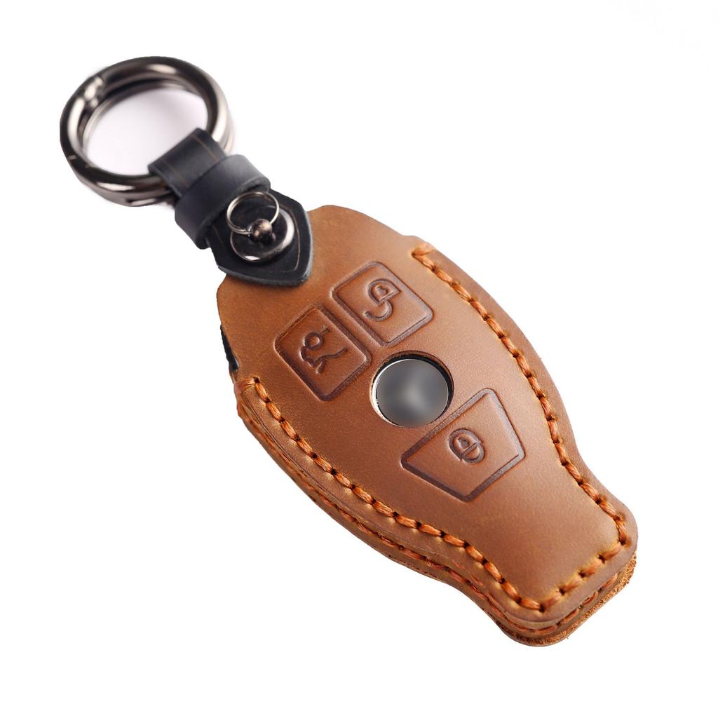 Suitable for Mercedes-Benz Key Cover C-class E-class Old Car Keychain Genuine Leather E300 Car Key Cover First Layer Cowhide