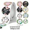 500 Sheets Per Roll. Thank You. Roll of Round Stickers Featuring Fresh Flowers. Roll for Decoration. Sealed with Adhesive. Thank You Label.