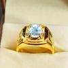 Aquamarine Oval Cut With 925 Sterling Silver Gold Plated Ring For Men's #A736 JL375659042889