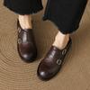 Fashion 2025 New Genuine Leather Retro Loafers Woman Sandal Round Toe Slip-on Casual Shoes Spring Summer Shoes Outdoors Walk Shoes Woman