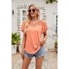 Summer Women's T-shirt Solid Color Mesh Splicing Ruffle Edge Short Sleeved Shirt