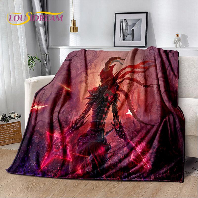 Koc 3D Diablo Gra Gamer Kreskówka Miękki Pluszowy, Koc Flanelowy Koc Narzuta na Salon Sypialnię Łóżko Sofa Piknik Okrycie Dzieci
