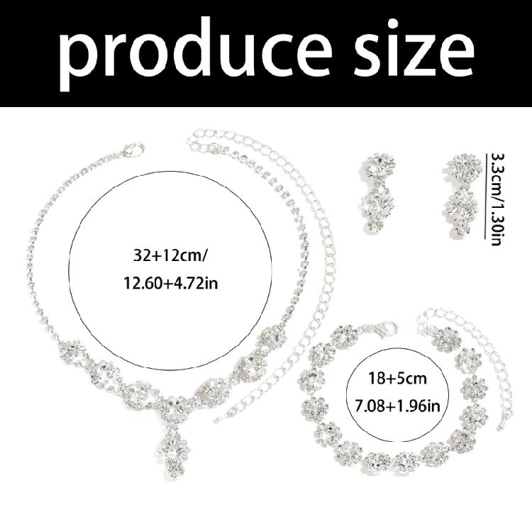 Fashionable Flower Design Rhinestones Jewelry Set Earrings Necklace Bracelet Suitable for Trendy Women Stylish Wear