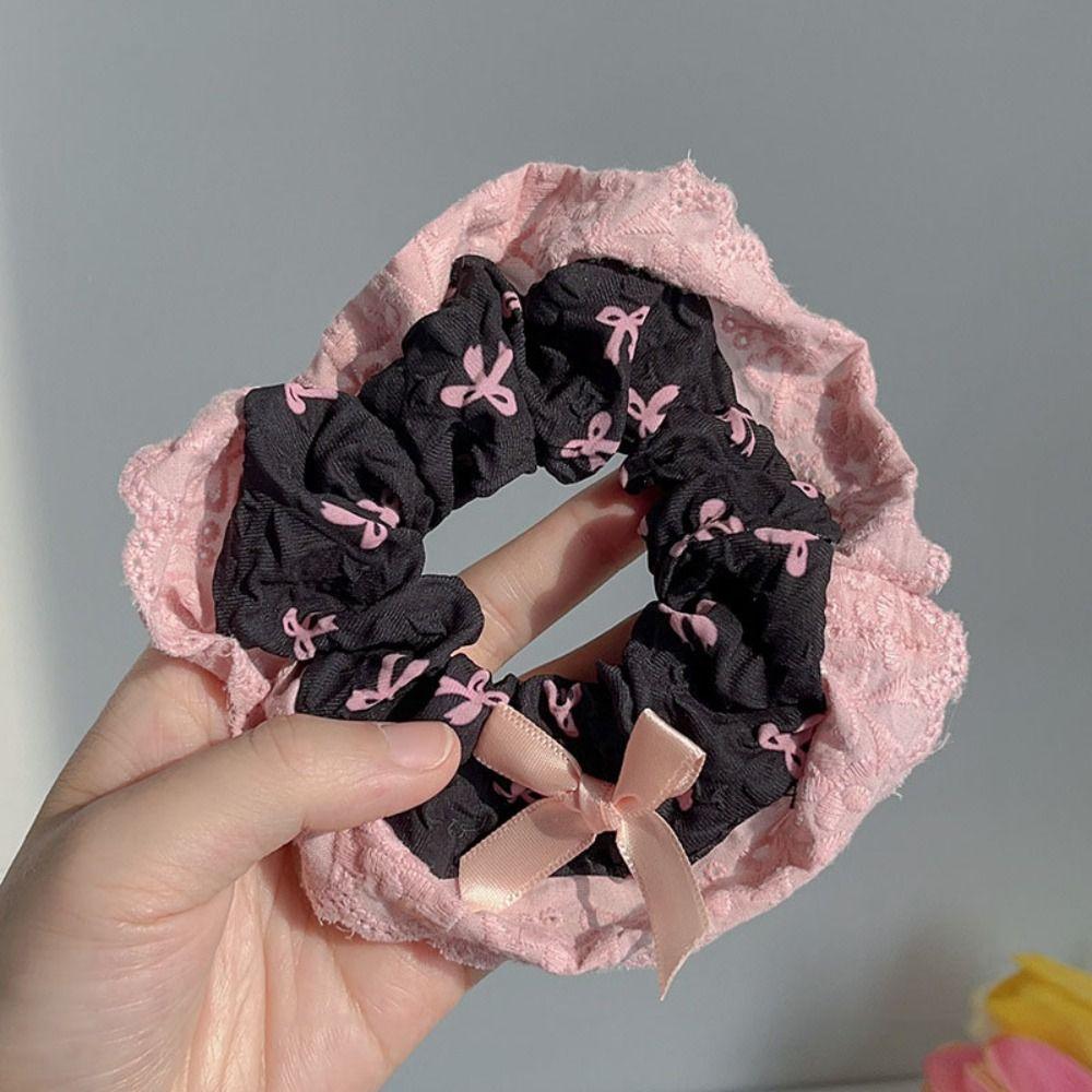 

Y2K Bow Hair Scrunchies High Elastic Balletcore Hair Ring Sweet Bow Hair Rope Party чёрный