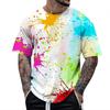 Summer Comfortable Fashionable Loose Large Size Creative Color Printed T-shirt Casual Sports Breathable Soft Men's Short Sleeved T-shirt