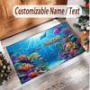 Fish Ocean Theme Soft Crystal Velvet Rug Custom Name & Text Print Non Slip Floor Rug for Bedroom Living Room