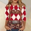Women's Fashion Casual Three Quarter Sleeve Oktoberfest Print Round Neck Top Suitable for Seasonal Wear and Daily Casual Outfits