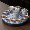 New Ru kiln ceramic kung fu tea set, a complete set of tea table, home office guest teapot, tea cup drinking set
