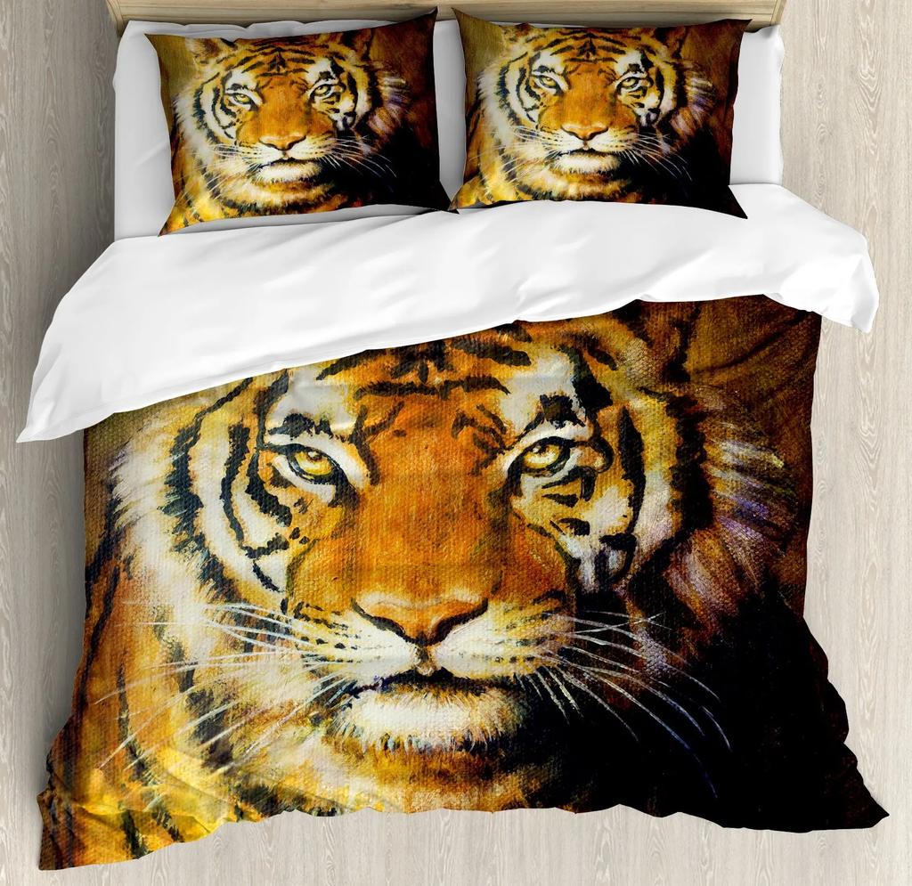 Comforter Tiger 3D Print Queen Size Wild Animals Bedding Set For Kids Teens Room Decor Animal Fur Sets