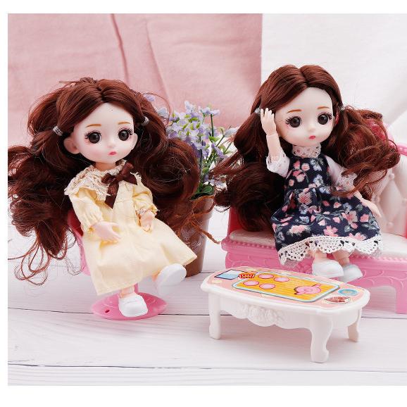 17 CM Mini Mobile 13 Bambole Snodate Ragazze Giocattolo 3D Grandi Occhi BJD Principessa Abiti Completi Collezione di Abiti Per Bambini Regalo bambola