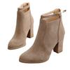 Fashion Woman Suede High Heel Ankle Boots British Style Fashion Thick Heel Pointed Back Zipper Boots Women Square Heeled Short Booties