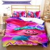 3pcs Custom Name Trolls Bedding Set Duvet Cover Closure Includes 1 Duvet Cover & 2 Pillowcases for All Seasons Bedroom Decor