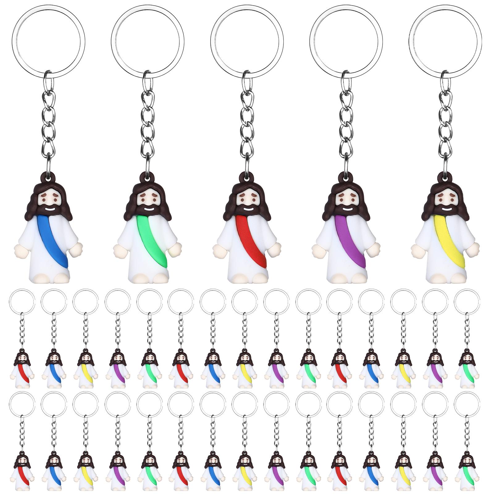 

^50Pcs Mini Jesus Figurine Keychain Religious Jesus Doll Keyrings Bulk Christian Figurine Gifts Nativity First Communion Supplie