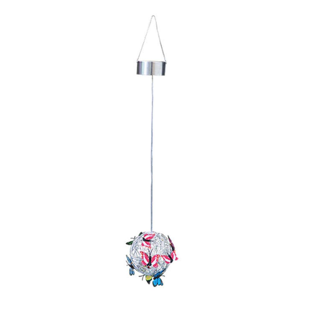 LED Solar Butterfly Hanging Tree Lights, Outdoor Courtyard Garden Decorative Lights, Round Ball Hanging Tree Ball Luminous Butterfly