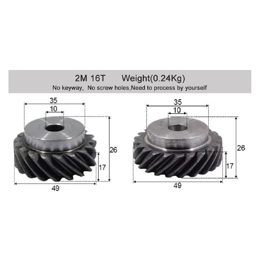 2M 3M 10T-30T High Torque 45° L/R Rotation Helical Gears Interlocking Machined Bore 180° Drive for Industrial Machinery